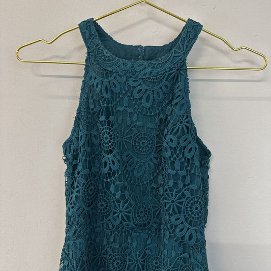 Hollister Teal Green High Neck Lace Mini Dress 1