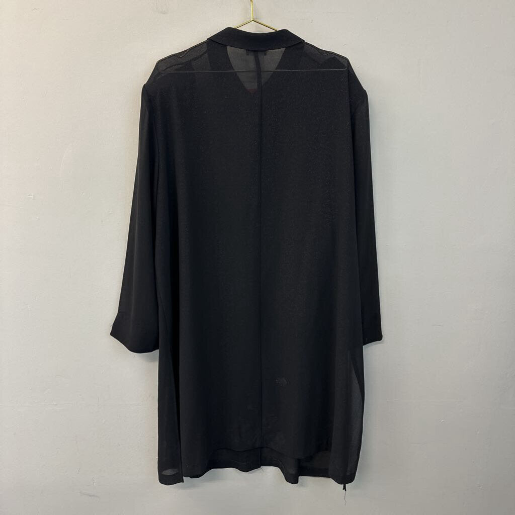 Womens Perceptions Black Sheer Long Sleeve Top 24W