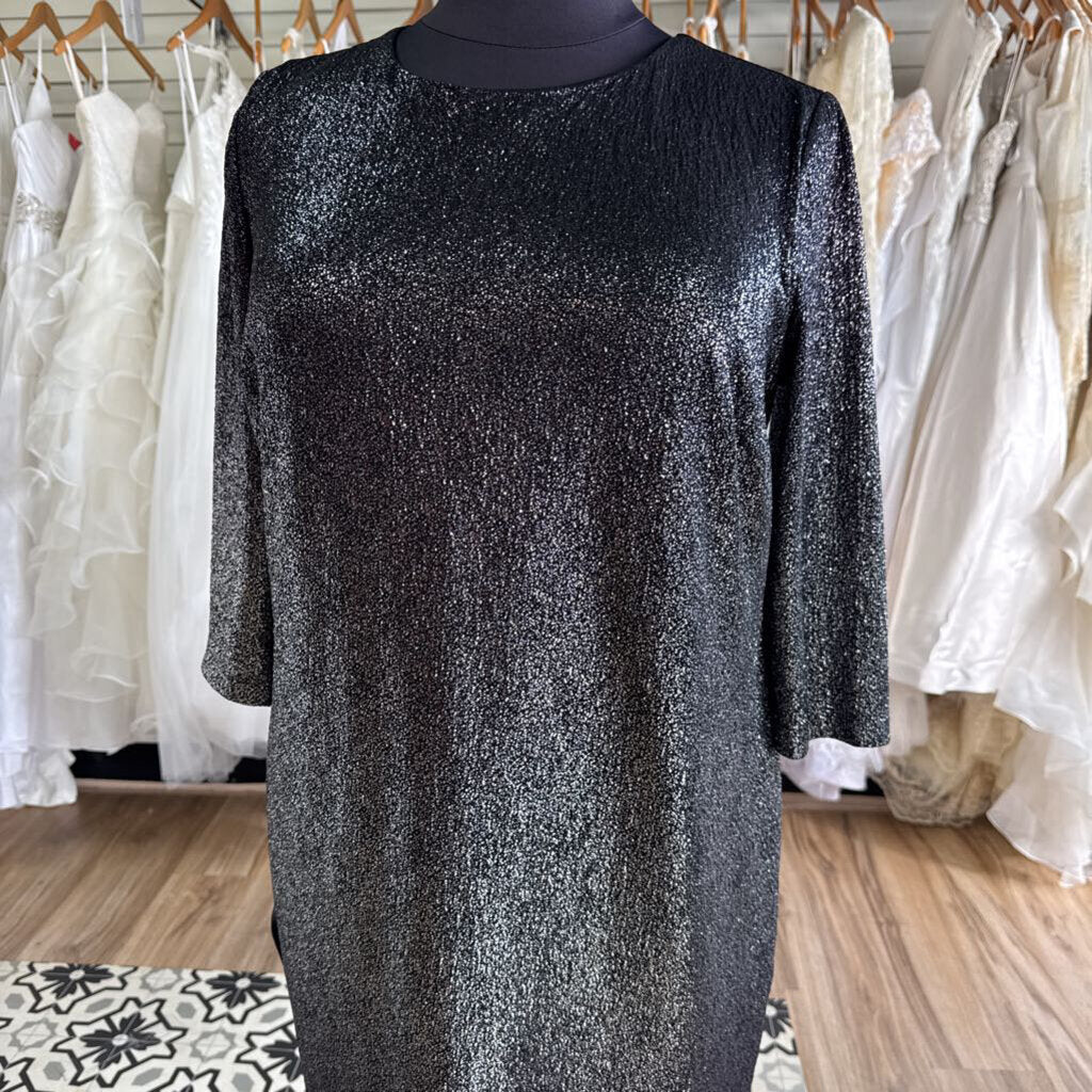 Lane Bryant Black/ Silver Long Sleeve Midi Dress 18/20