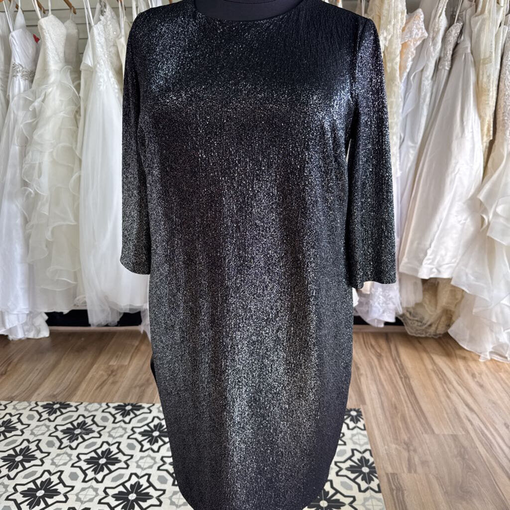 Lane Bryant Black/ Silver Long Sleeve Midi Dress 18/20