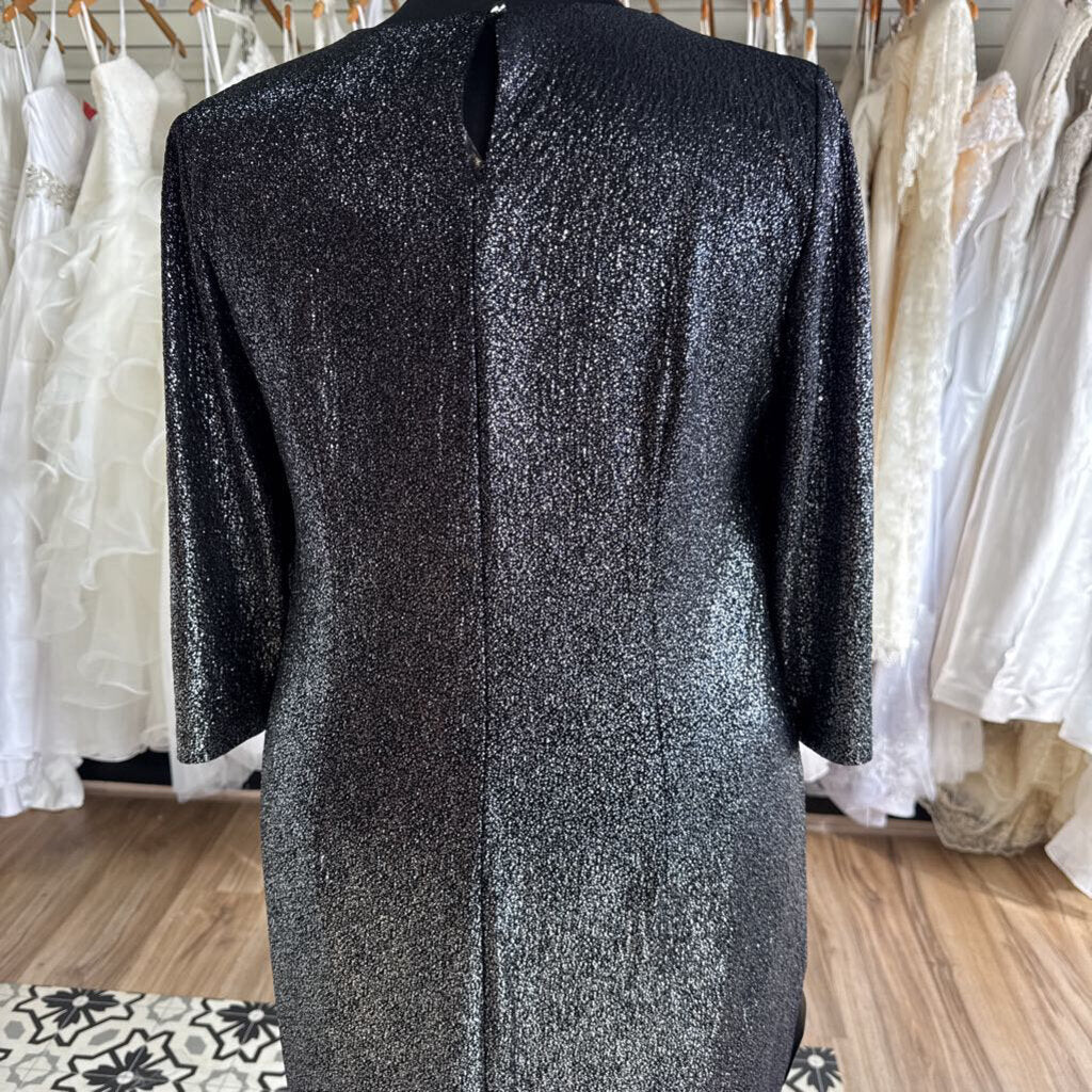 Lane Bryant Black/ Silver Long Sleeve Midi Dress 18/20