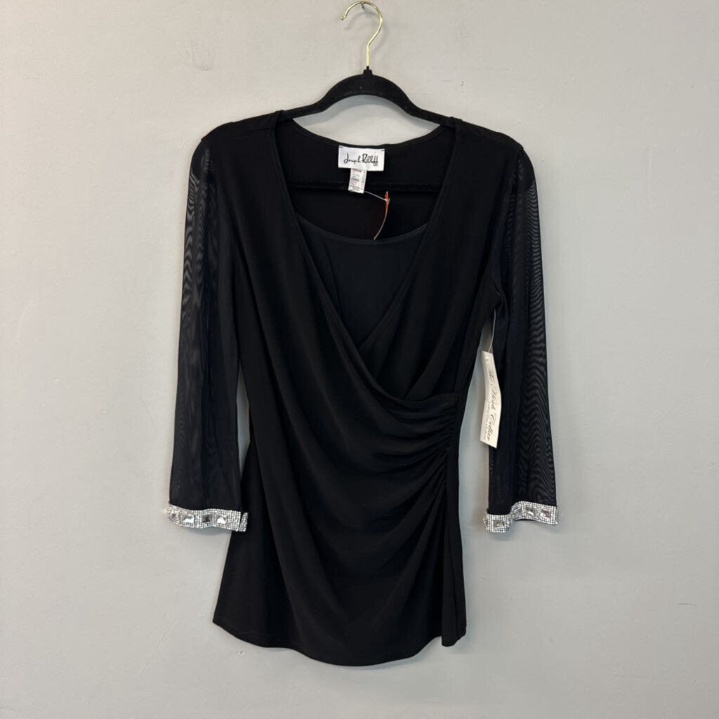 Joseph Ribkoff Black Long Sleeve Rhinestone Sleeve Detail Top 10