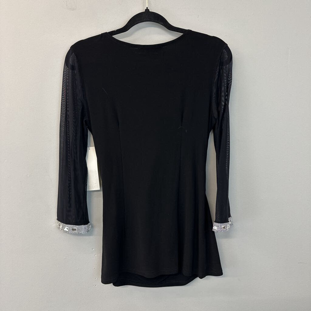 Joseph Ribkoff Black Long Sleeve Rhinestone Sleeve Detail Top 10