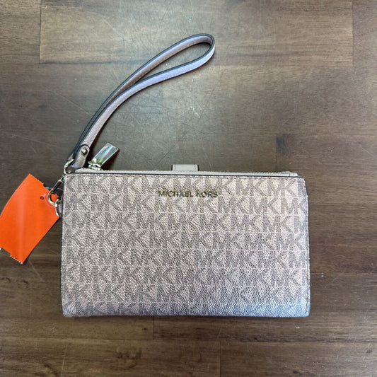 Michael Kors Rose Gold Metallic Logo Wristlet Wallet