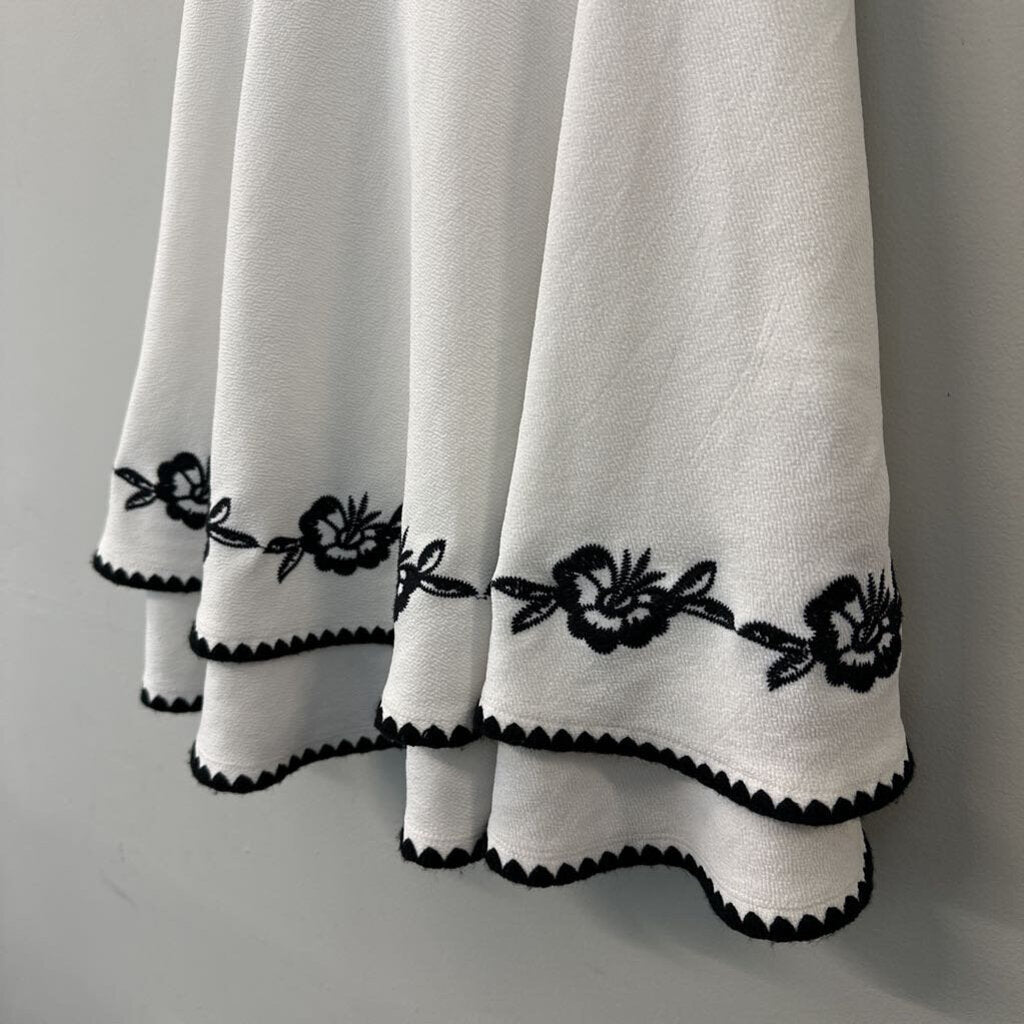 Francesca's White/ Black Embroidered Off Shoulder Dress Medium