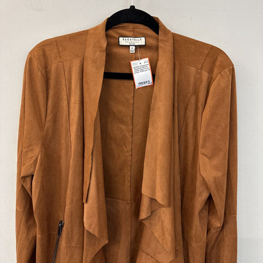 Bagatelle Brown Suede Open Front Jacket 1X