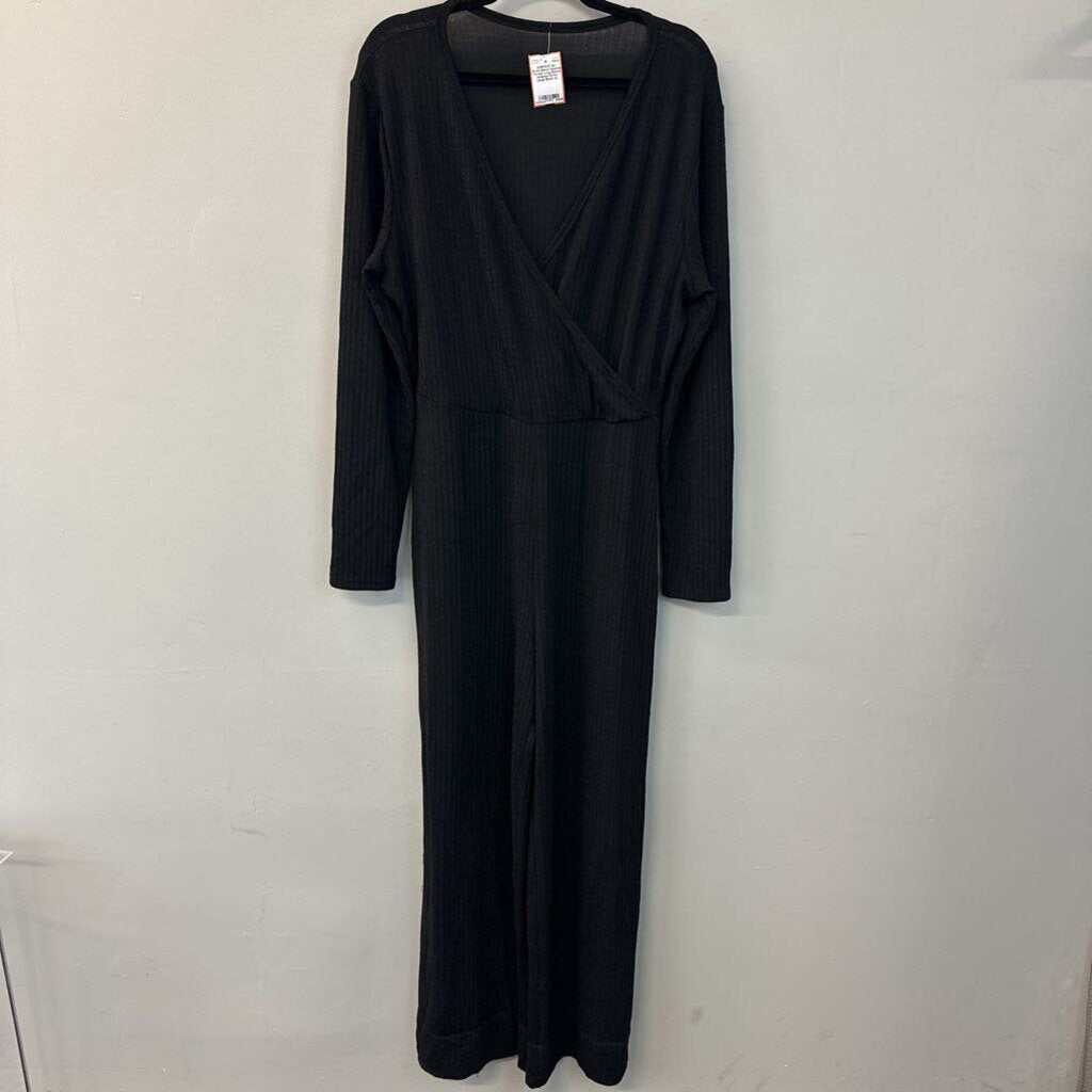 Black Sparkle Thread Long Sleeve Jumpsuit Extra Large