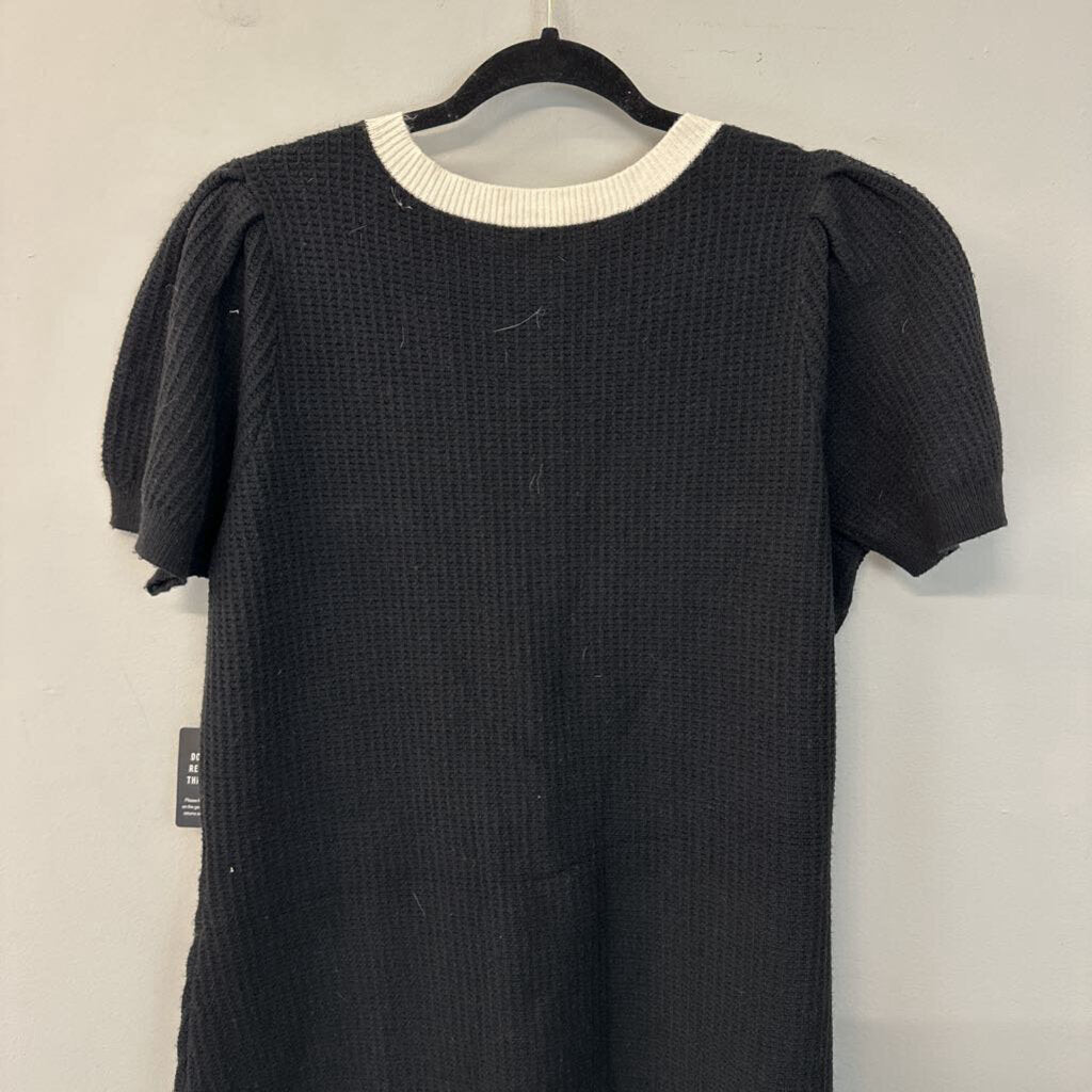 Express Black/ Cream Knit Short Sleeve Dress Extra Large