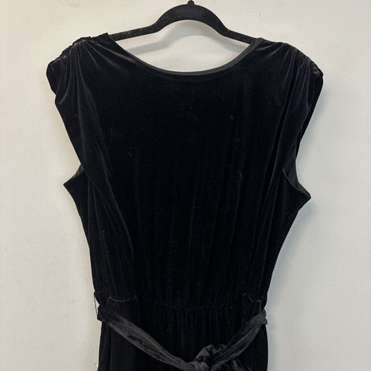 Express Black Velvet V Back Sleeveless Jumpsuit Extra Large