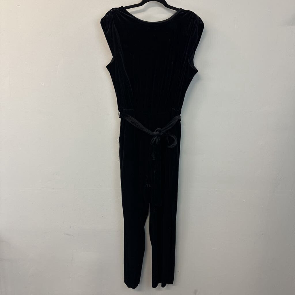 Express Black Velvet V Back Sleeveless Jumpsuit Extra Large