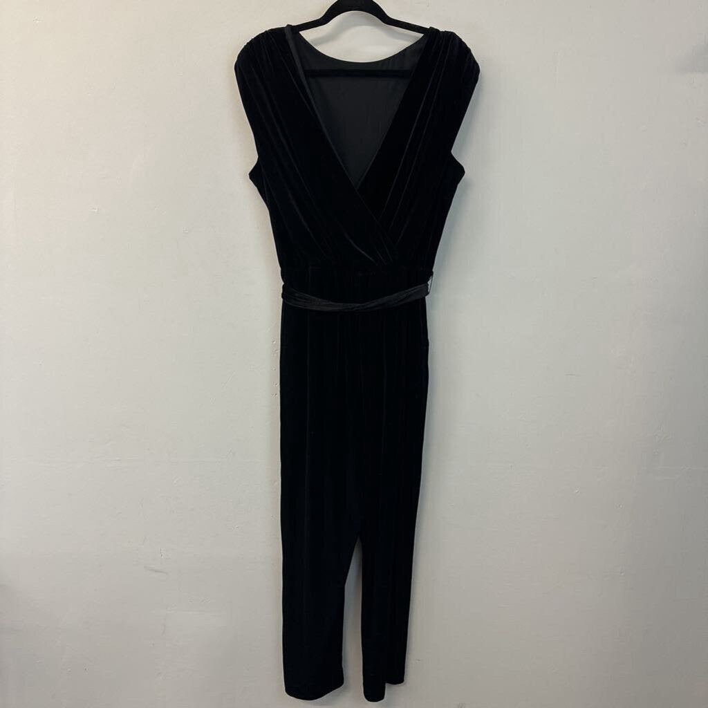 Express Black Velvet V Back Sleeveless Jumpsuit Extra Large