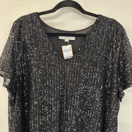 Loft Black Short Sleeve Full Sequin Top Extra Large