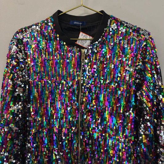 Cresay Silver/ Multi Sequin Zip Up Jacket Extra Large