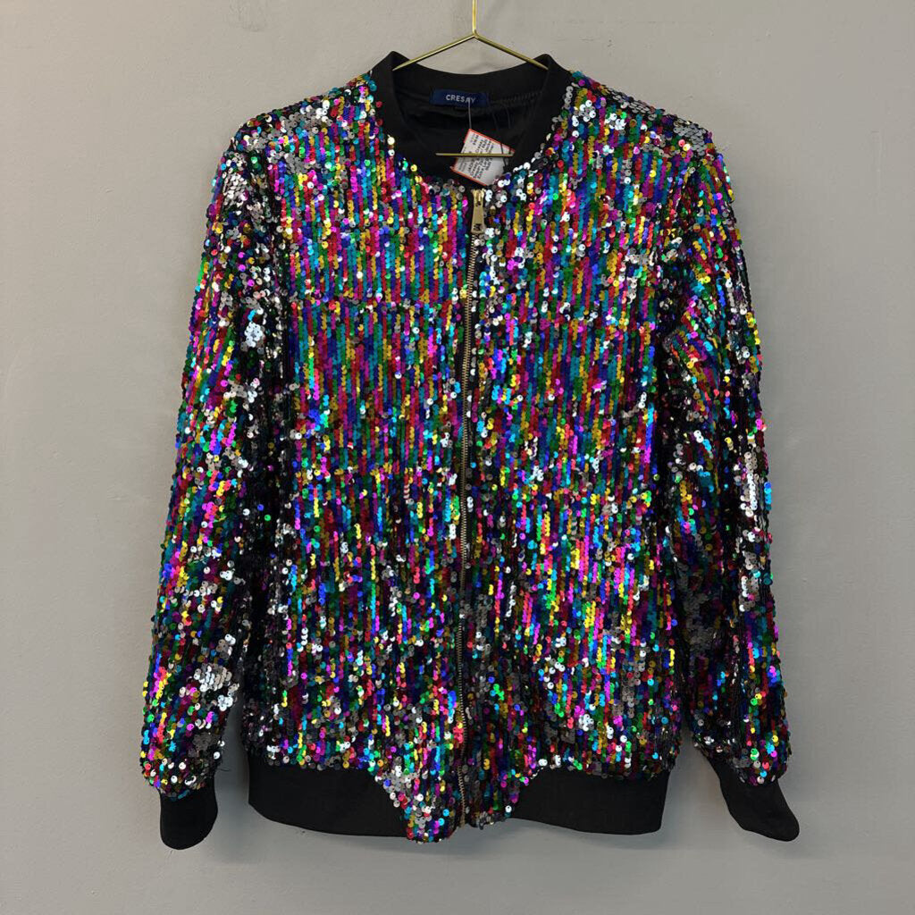 Cresay Silver/ Multi Sequin Zip Up Jacket Extra Large