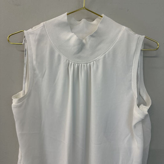 Calvin Klein White Mock Neck Sleeveless Top Extra Large