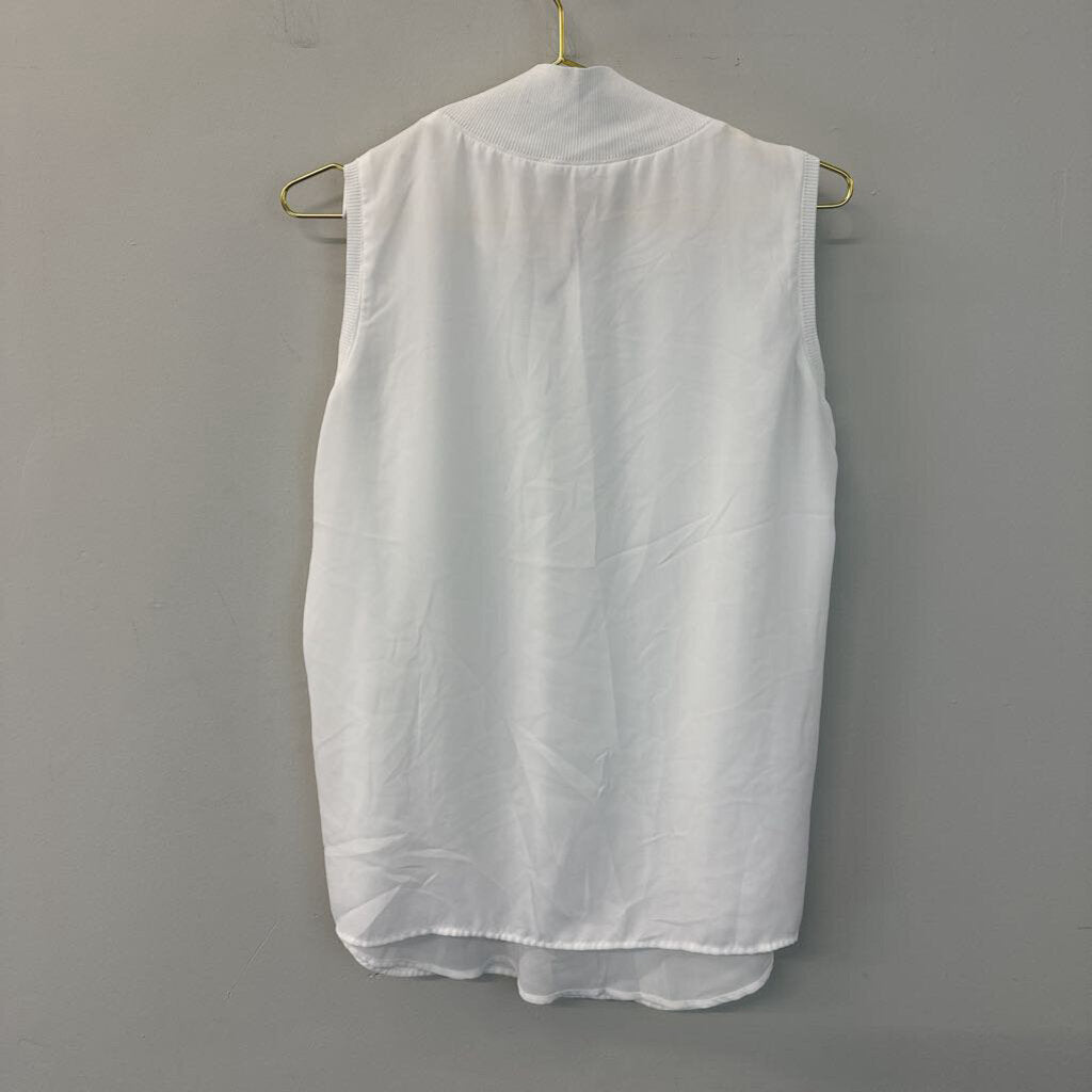 Calvin Klein White Mock Neck Sleeveless Top Extra Large