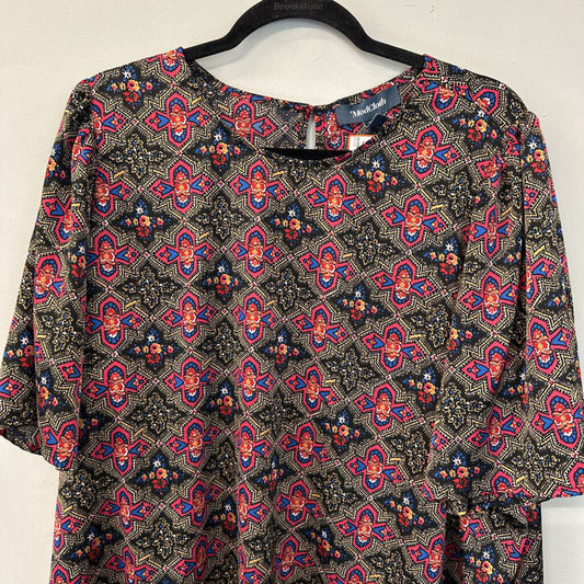 ModCloth Silky Black/ Multi Print Short Sleeve Top 2X