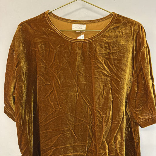 Melloday Gold Velvet Short Sleeve Top Extra Large