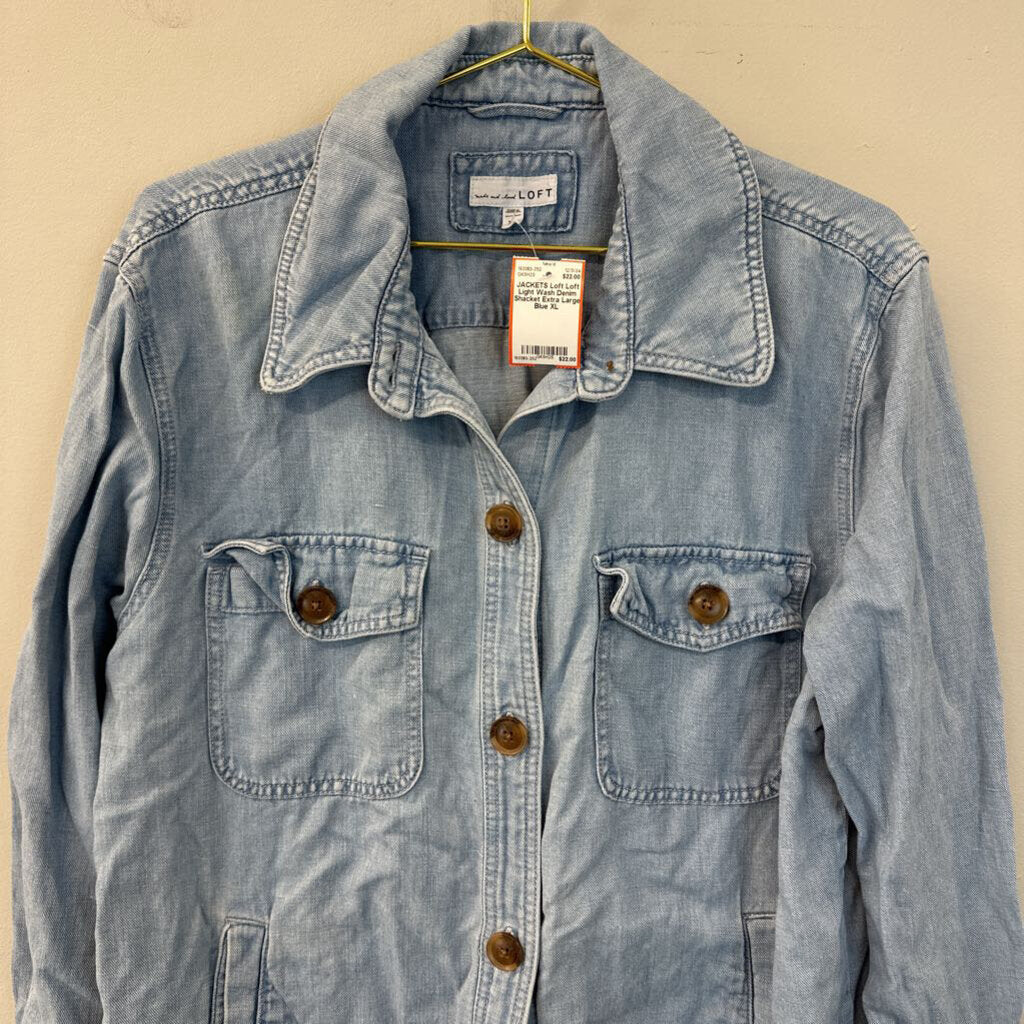 Loft Light Wash Denim Shacket Extra Large