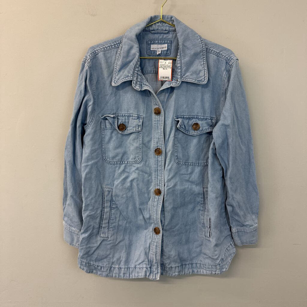 Loft Light Wash Denim Shacket Extra Large