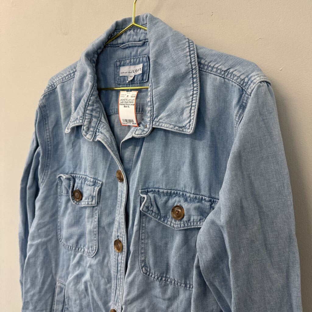 Loft Light Wash Denim Shacket Extra Large