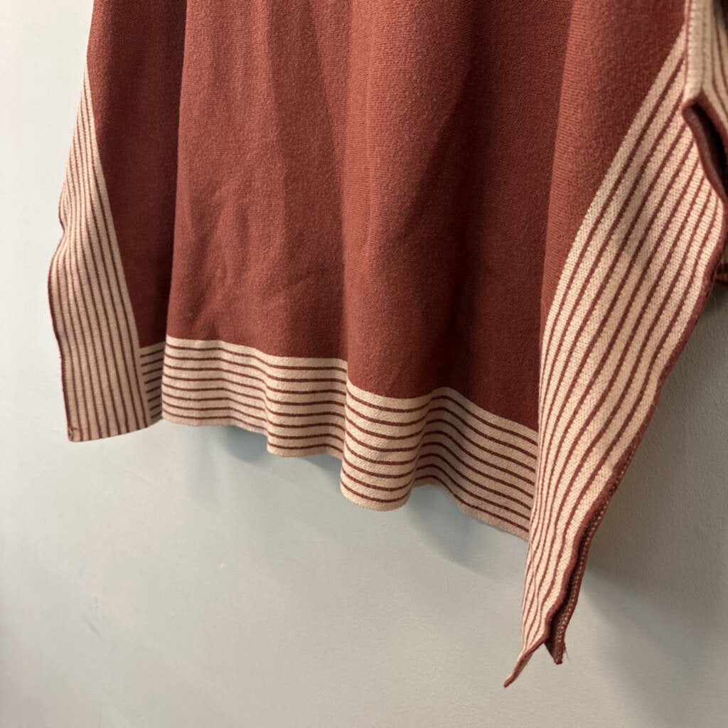 Cocobleu Brown Mock Neck Stripe Detail Sweater L/XL