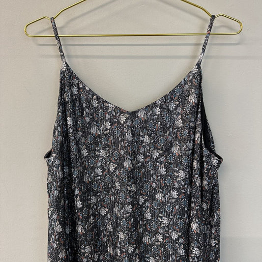 Loft Black/ Silver Flower Print Tank Top Extra Large