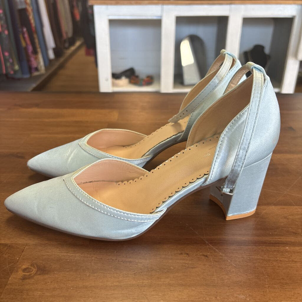 Kayleigh P Blue Satin Block Heels 7.0