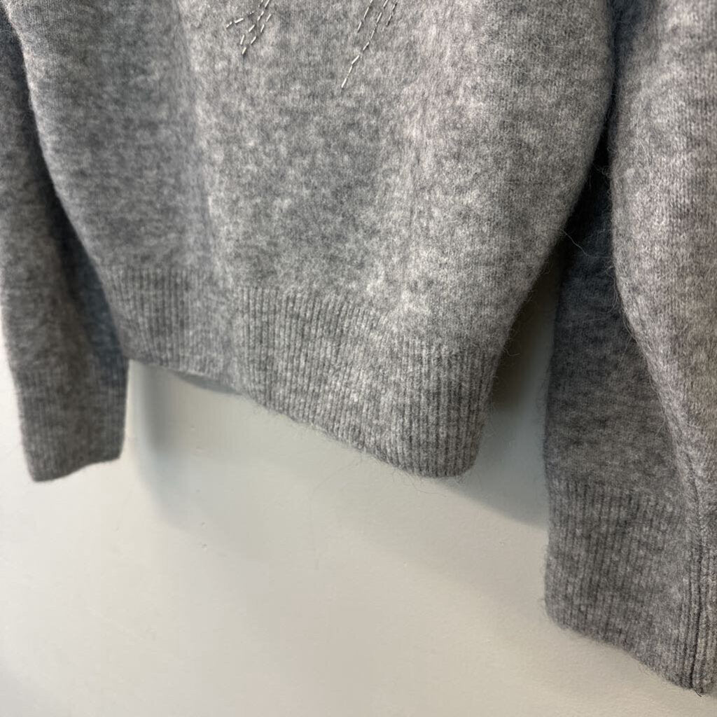 Paris Atelier Grey Embellished Shoulder Sweater Small