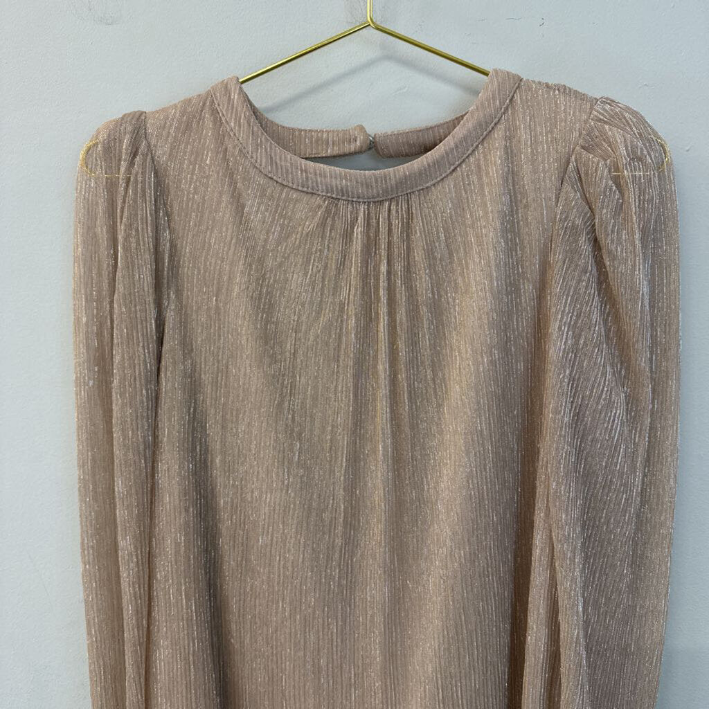 Cece Gold Metallic Thread Long Sleeve Top Medium