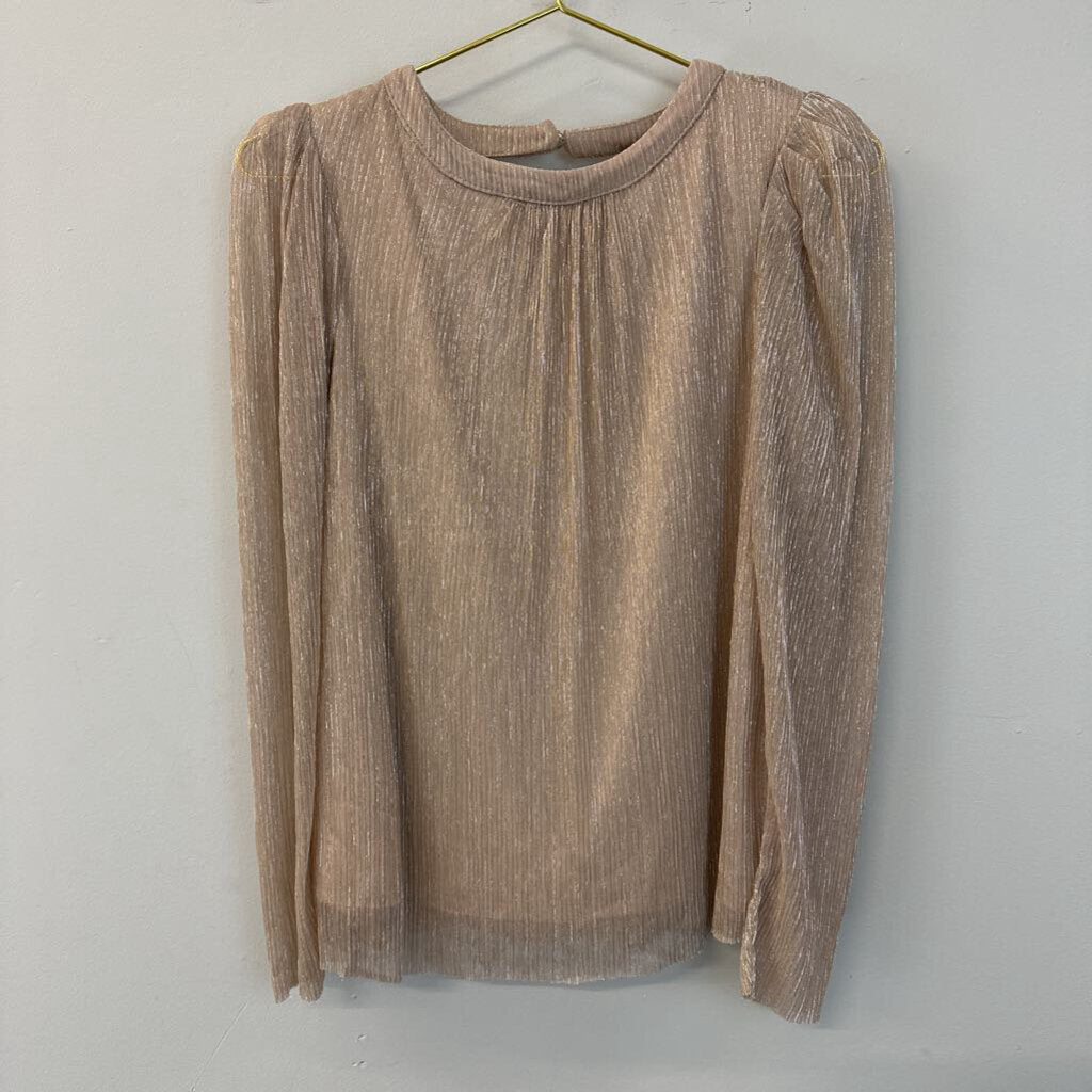 Cece Gold Metallic Thread Long Sleeve Top Medium