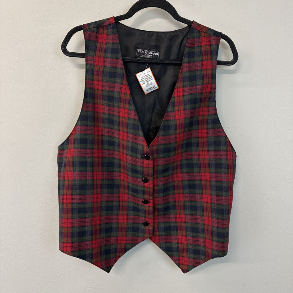 Renee Adams Red/ Green Plaid Vest Extra Large