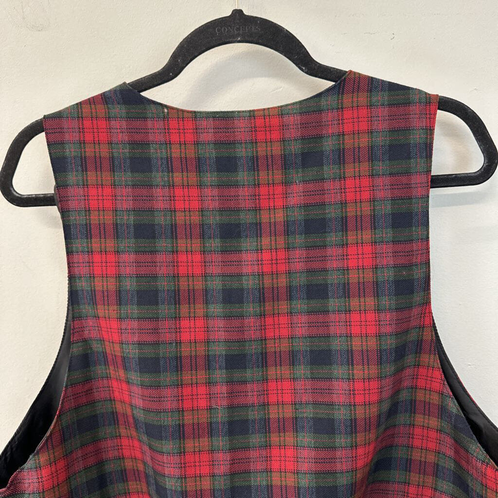 Renee Adams Red/ Green Plaid Vest Extra Large