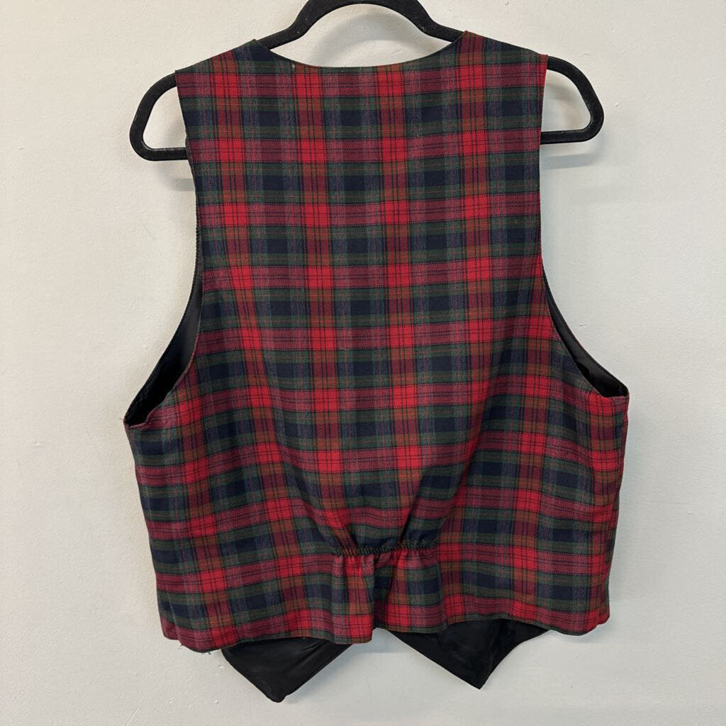 Renee Adams Red/ Green Plaid Vest Extra Large