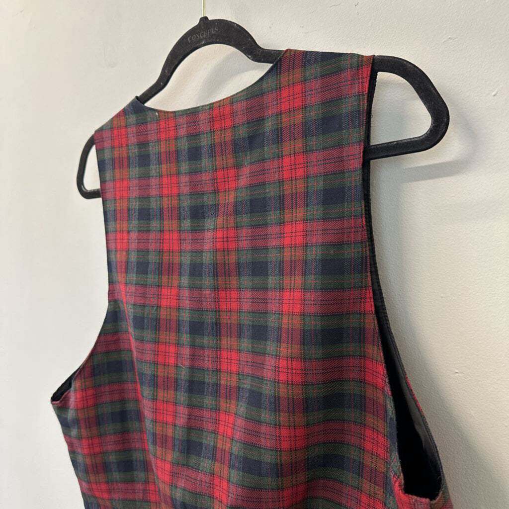 Renee Adams Red/ Green Plaid Vest Extra Large