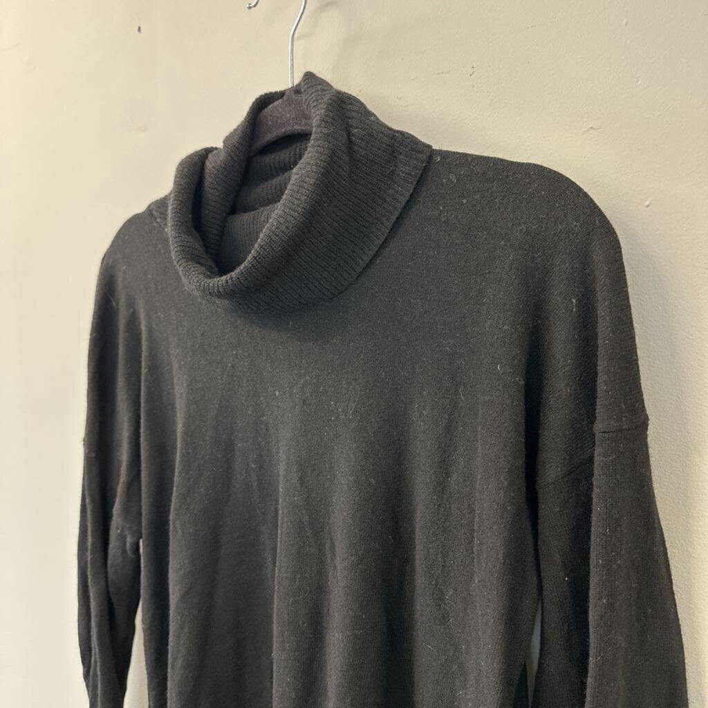 Madewell Black Button Side Long Sleeve Turtleneck Top Medium