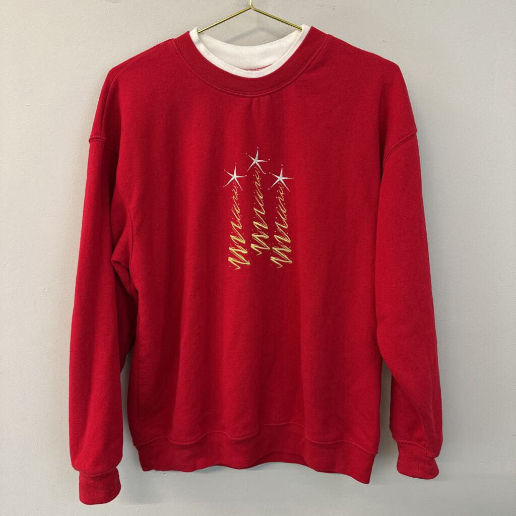 Vintage M and C Sportswear Red/ Gold Christmas Tree Pullover Large