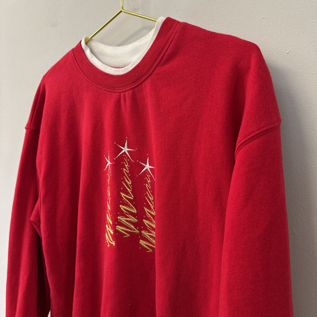 Vintage M and C Sportswear Red/ Gold Christmas Tree Pullover Large