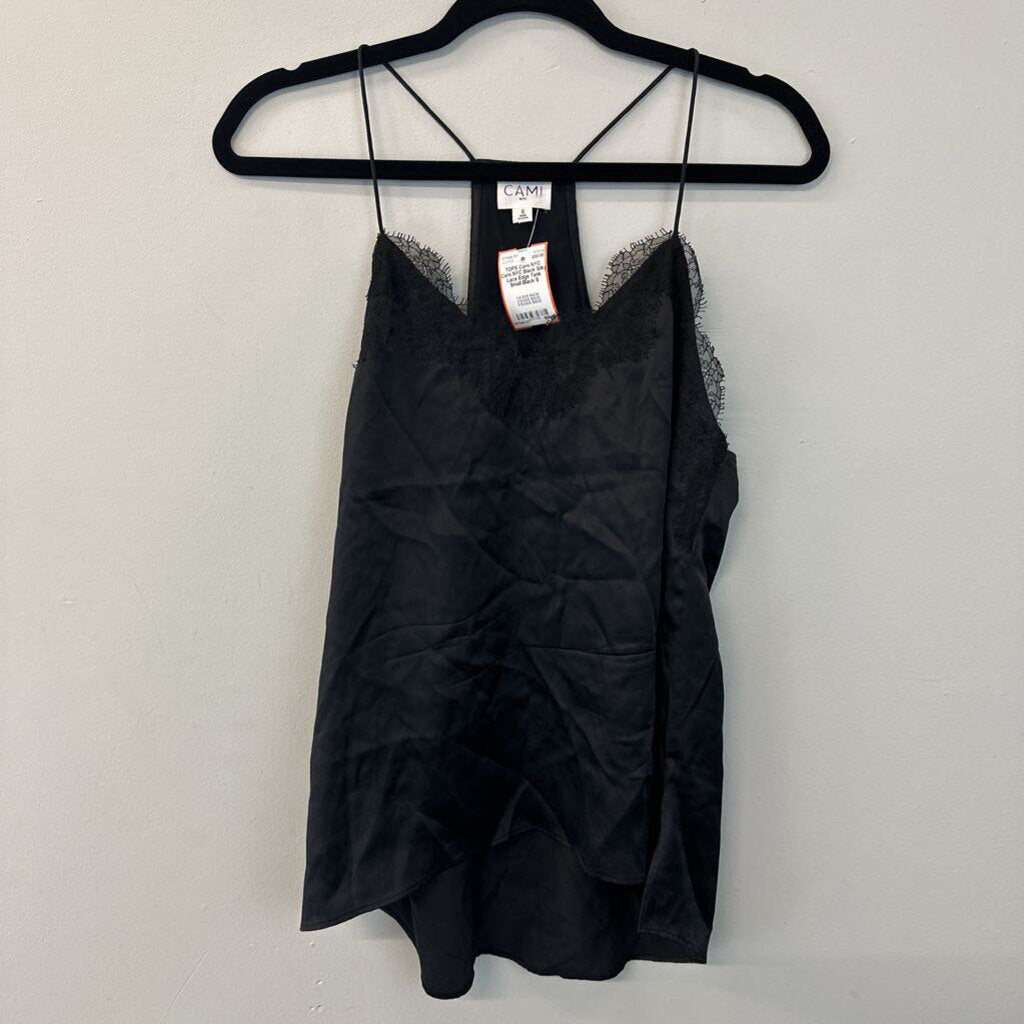 Cami NYC Black Silky Lace Edge Tank Small