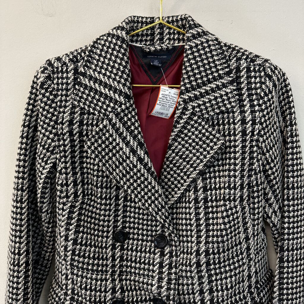 Tommy Hilfiger Black/ White Houndstooth Double Breasted Jacket Small