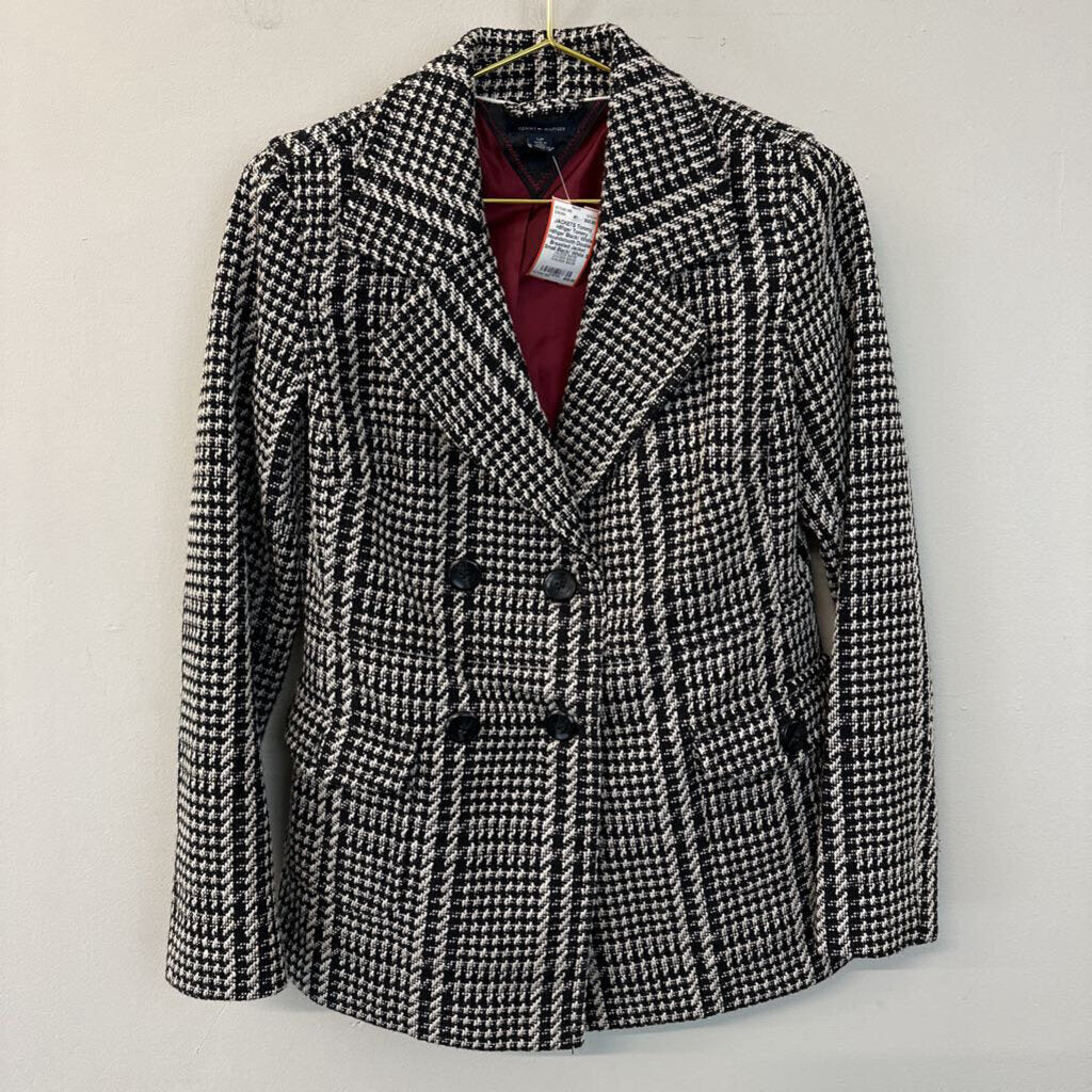 Tommy Hilfiger Black/ White Houndstooth Double Breasted Jacket Small