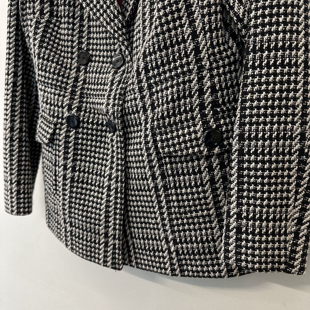 Tommy Hilfiger Black/ White Houndstooth Double Breasted Jacket Small