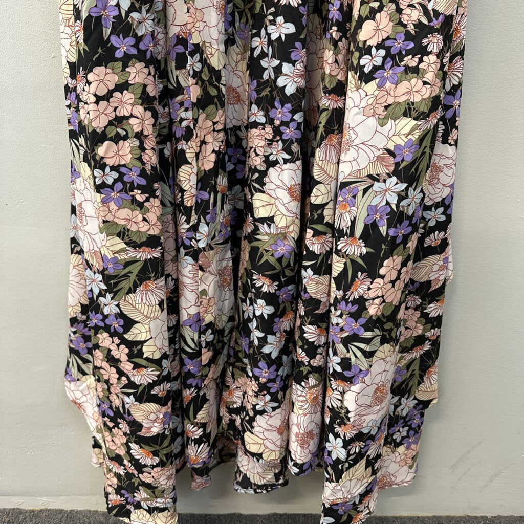 Unique Vintage Black/ Multi Long Sleeve Maxi Dress 5X