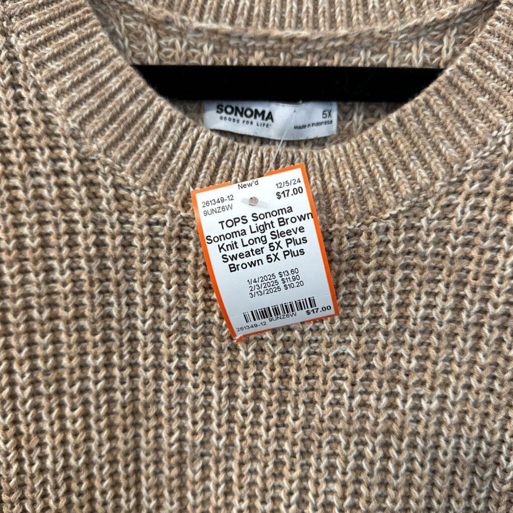 Sonoma Light Brown Knit Long Sleeve Sweater 5X Plus