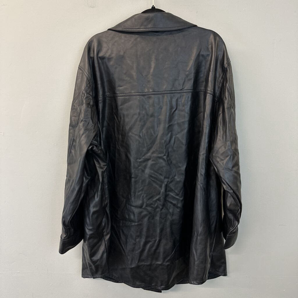 Black Faux Leather Jacket 4X Plus