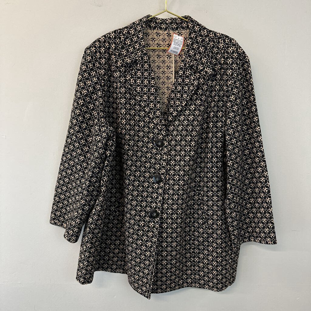 Black/ Cream Print Lightweight Jacket 4X Plus