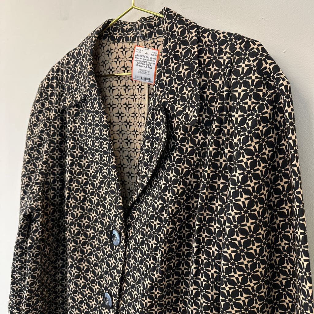 Black/ Cream Print Lightweight Jacket 4X Plus