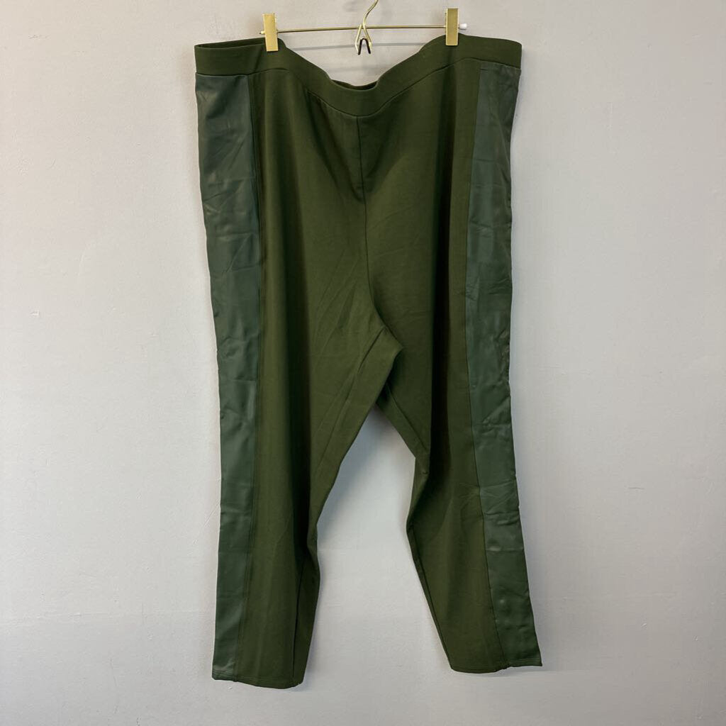 Colleen Lopez Green Leather Stripe Side Pants 3X Plus