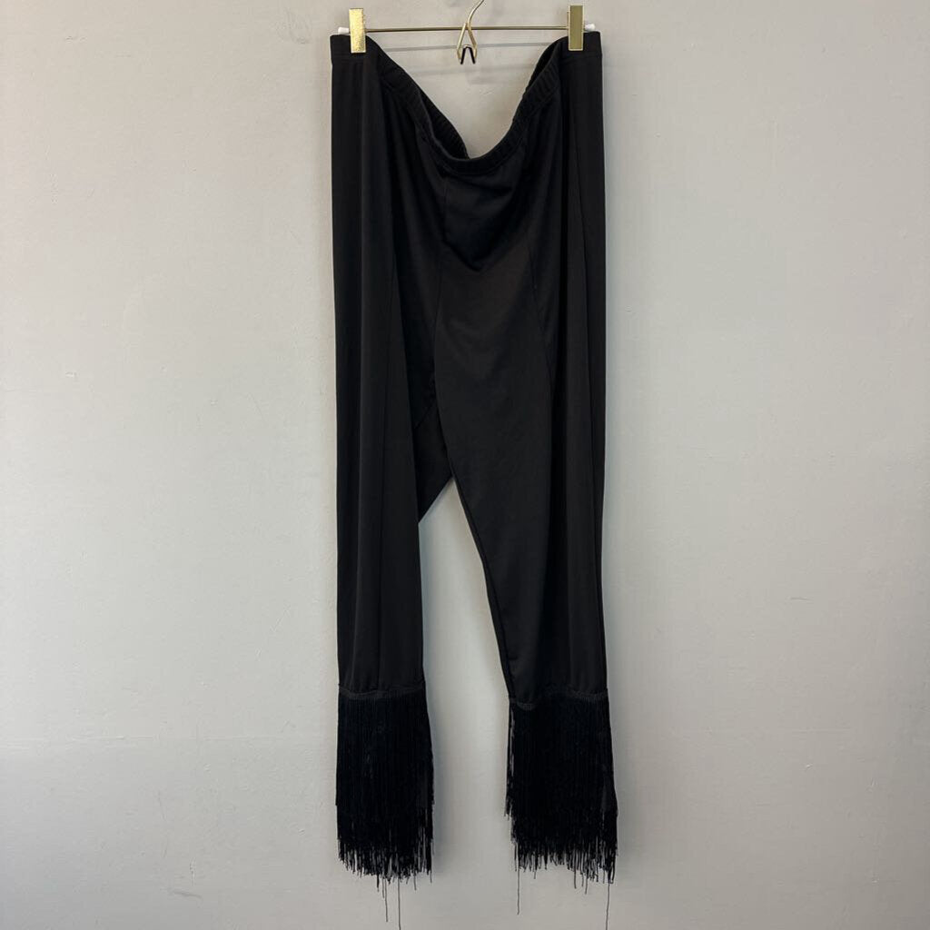 Bloomchic Black Fringe Hem Pull On Pants 22 Plus