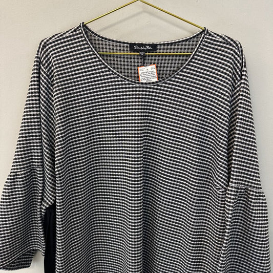 Simply Be Black/ White Checkered Long Sleeve Dress 26 Plus